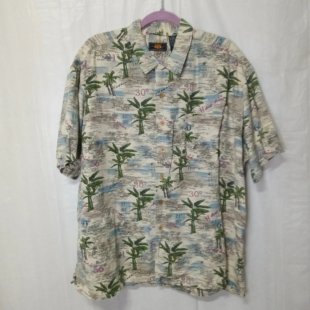 🦋 Vintage Hawaiian Map Button Down Shirt - Picture 2 of 7